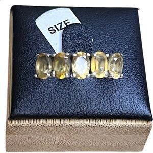 Artisan Sterling Silver Genuine Citrine Band Size 8
